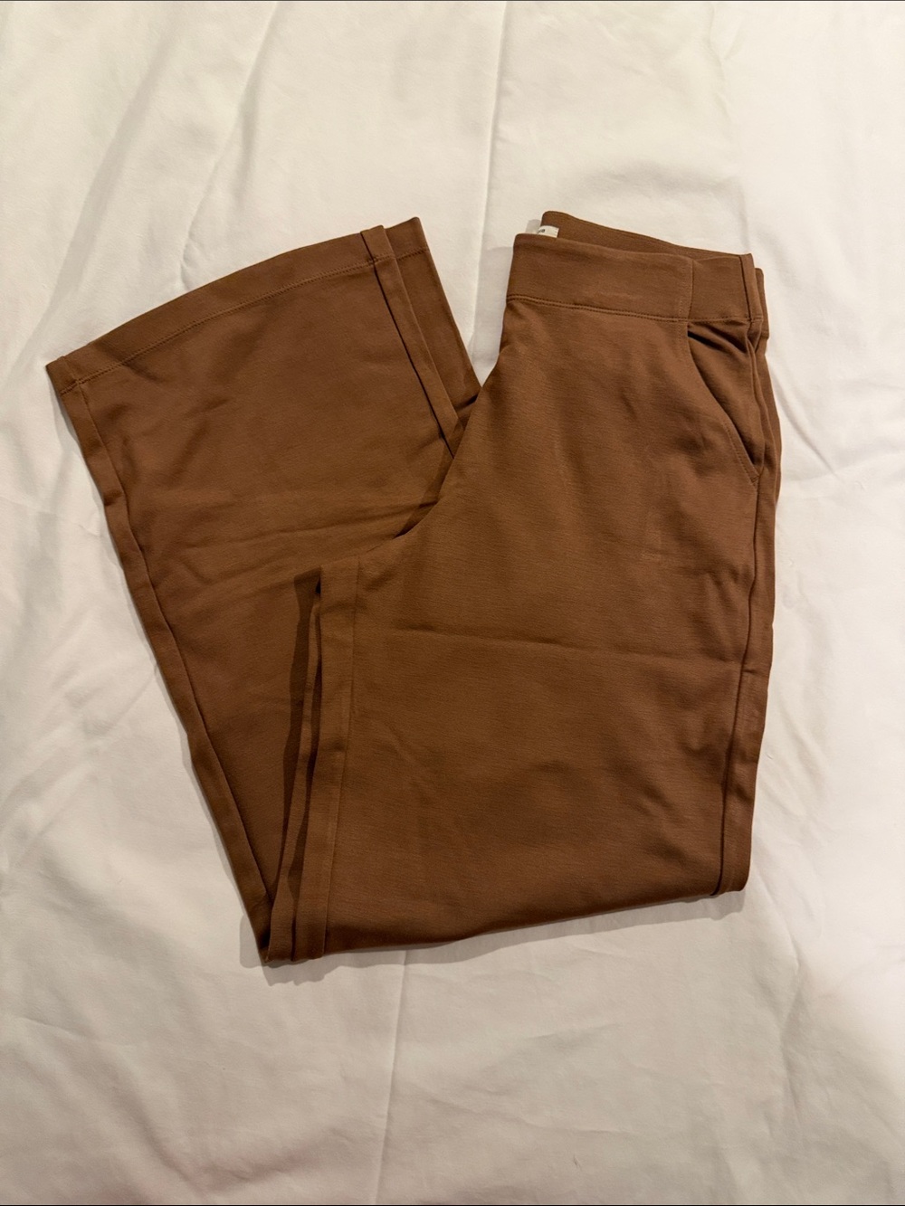 Max Studio Brown Wide-Leg Pull-On knit Pants /pockets MED